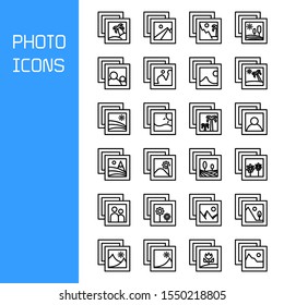 photo and image file icons set line design