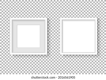 Fotografía de la imagen. Aislado en blanco. La pared cuadrada se burla de la composición del objeto de borde blanco con sombra. Plantilla para la imagen. Ilustrador de vectores.