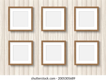 Photo image frame. Wall picture mock up for photograph composition wood border object on wooden background with shadow. Vector illustrator.