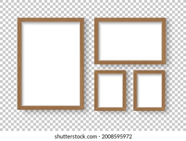 Photo image frame. Wall picture mock up for photograph composition wood border object with shadow. Vector illustrator.