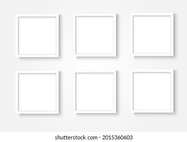 Photo image frame. Wall picture mock up for photograph composition whte border object with shadow. Vector illustrator.