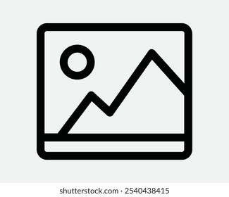 Photo Image Gallery Picture Pic Album Film Pics Card Square Landscape Portrait Camera Frame Imagery Sign Icon Shape Line Outline Black White Vector