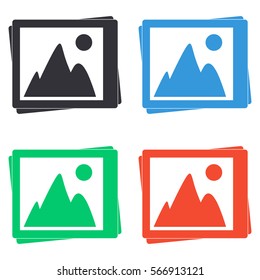 Photo image icon - colored vector  set