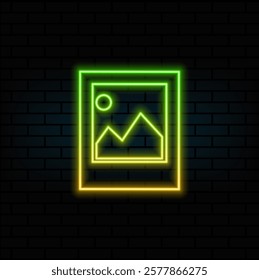 Photo Image Icon Vector Logo. neon style. Logo Design Illustration.