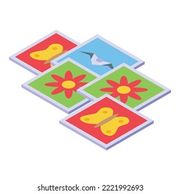 Photo image memory icon isometric vector. Picture album. Happy frame