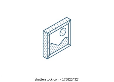 photo image, photography file, picture gallery isometric icon. 3d vector illustration. Isolated line art technical drawing. Editable stroke