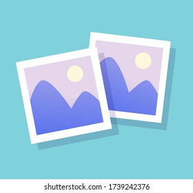 Photo image picture card vector icon of photography frame flat style as multimedia album file cartoon isolated