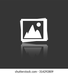 photo image vector icon with mirror reflection