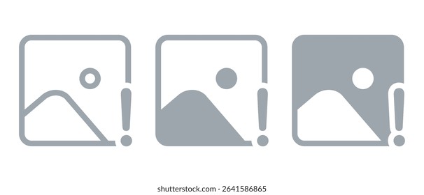 Photo image with warning symbol. Illustration vector