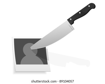 Photo with knife. Vector illustration.