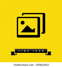 Photo landscape. Image line vector icon. picture with landscape and rock and sun. line vector icon of landscape photo.