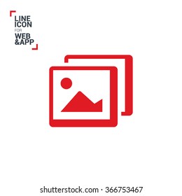 Photo landscape. Image line vector icon. picture with landscape and rock and sun. line vector icon of landscape photo.