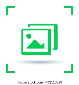 Photo landscape. Image line vector icon. picture with landscape and rock and sun. line vector icon of landscape photo.