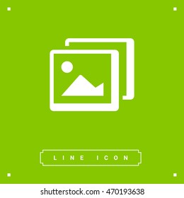Photo landscape. Image line vector icon. picture with landscape and rock and sun. line vector icon of landscape photo.