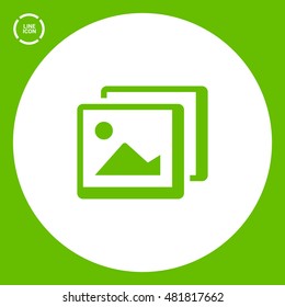 Photo landscape. Image line vector icon. picture with landscape and rock and sun. line vector icon of landscape photo.