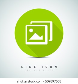 Photo landscape. Image line vector icon. picture with landscape and rock and sun. line vector icon of landscape photo.