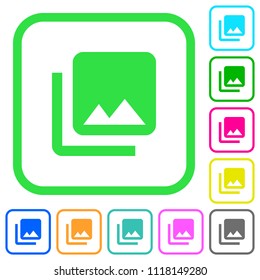 Photo library vivid colored flat icons in curved borders on white background