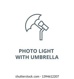 Photo light with umbrella vector line icon, linear concept, outline sign, symbol