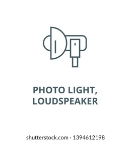 Photo light,loudspeaker vector line icon, linear concept, outline sign, symbol