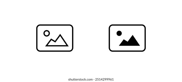 Photo Line Icon. Image. Editable Stroke Edit, presentation. Download picture, Gallery, pic line icons set, editable stroke isolated on white, linear vector outline illustration, symbol logo design