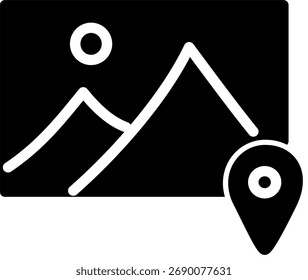 Photo location icon. Vector graphics and not Artificial Intelligence, logo illustration. Replaceable vector design.
