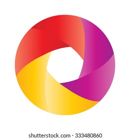 Photo logo template. Colorful diaphragm icon.