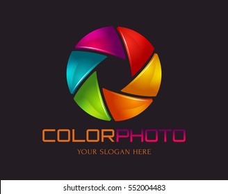 Photo logo template. Colorful diaphragm symbol. Vector illustration.