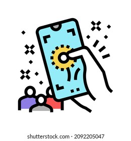 photo make on smartphone on parade color icon vector. photo make on smartphone on parade sign. isolated symbol illustration