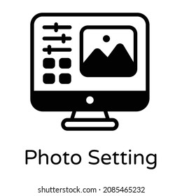 Administración de fotografías en un icono de estilo sólido 