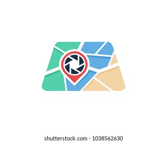 Photo Map Icon Logo Design Element