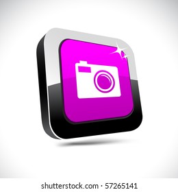 Photo metallic 3d vibrant square icon.