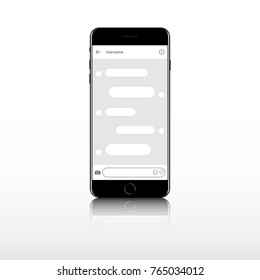 Photo mockup, text message for social network. Empty messaging bubbles. Text message mobile phone. Smartphone with dialog boxes.