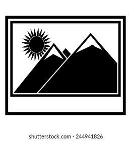 photo of mountain sky and sun vector