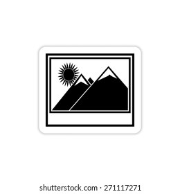 photo of mountain sky and sun vector icon on a white background with shadow