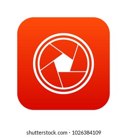 Photo objective icon digital red for any design isolated on white vector illustration