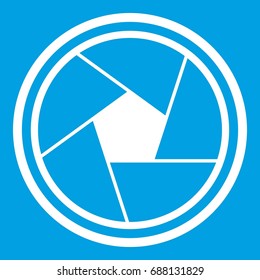Photo objective icon white isolated on blue background vector illustration
