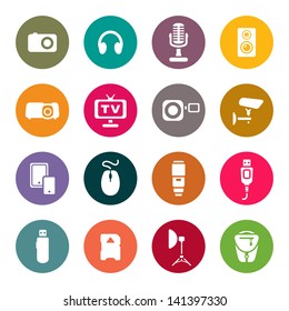 Photo and other technical devices icons set