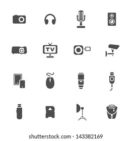 Photo and other technical devices icons set