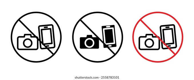 Photo and phone forbidden sign vector set