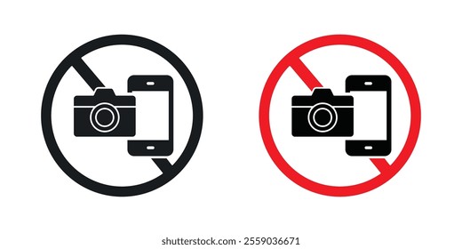 Photo and phone forbidden sign vectors in black and colored version