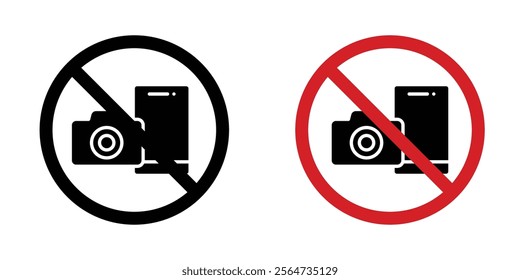Photo and phone forbidden sign vectors in flat syle