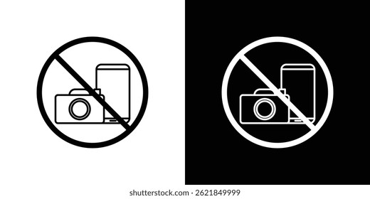 Foto e telefone sinais proibidos conceito derrame no fundo branco