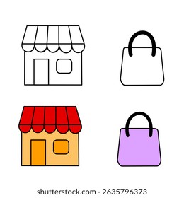 Photo of a physical store with shopping bags, ideal for illustrating offline retail, local business, fashion store, boutique, small shop, or SME branding and promotional visuals.