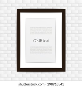 Photo picture frame design vector with place for text on a brick wall background
