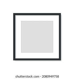 Photo picture frame on wall, vector white mockup or empty poster. Empty photo frame mockup for pictures or photograph, realistic 3D blank template. Vector illustration