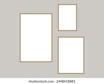 Marcos de fotos en la pared, maquetas blancas de Vector o carteles vacíos. Marcos de fotos vacíos maquetas para imágenes o fotografías,