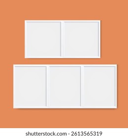 Photo picture realistic wall gallery frames on wall, vector white mockups or empty Photos. realistic. blank templates