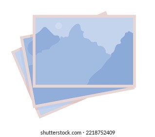 Photo pictures semi flat color vector object. Memory about journey. Editable element. Full sized item on white. Simple cartoon style illustration for web graphic design and animation