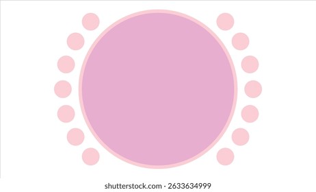 Photo of Pink circle surrounded by smaller circles isolated on white background, creating a simple and modern decorative design element
