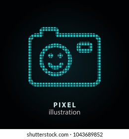 Photo - pixel icon. Vector Illustration. Design logo element. Isolated on black background. It is easy to change to any color.